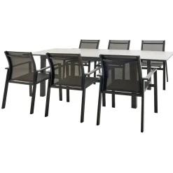Central Park - Tuintafel - Andros - Aluminium/Glas 146x94x75cm - Uitschuifbaar (tot 219cm)