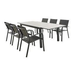 Central Park - Tuintafel - Andros - Aluminium/Glas 146x94x75cm - Uitschuifbaar (tot 219cm)