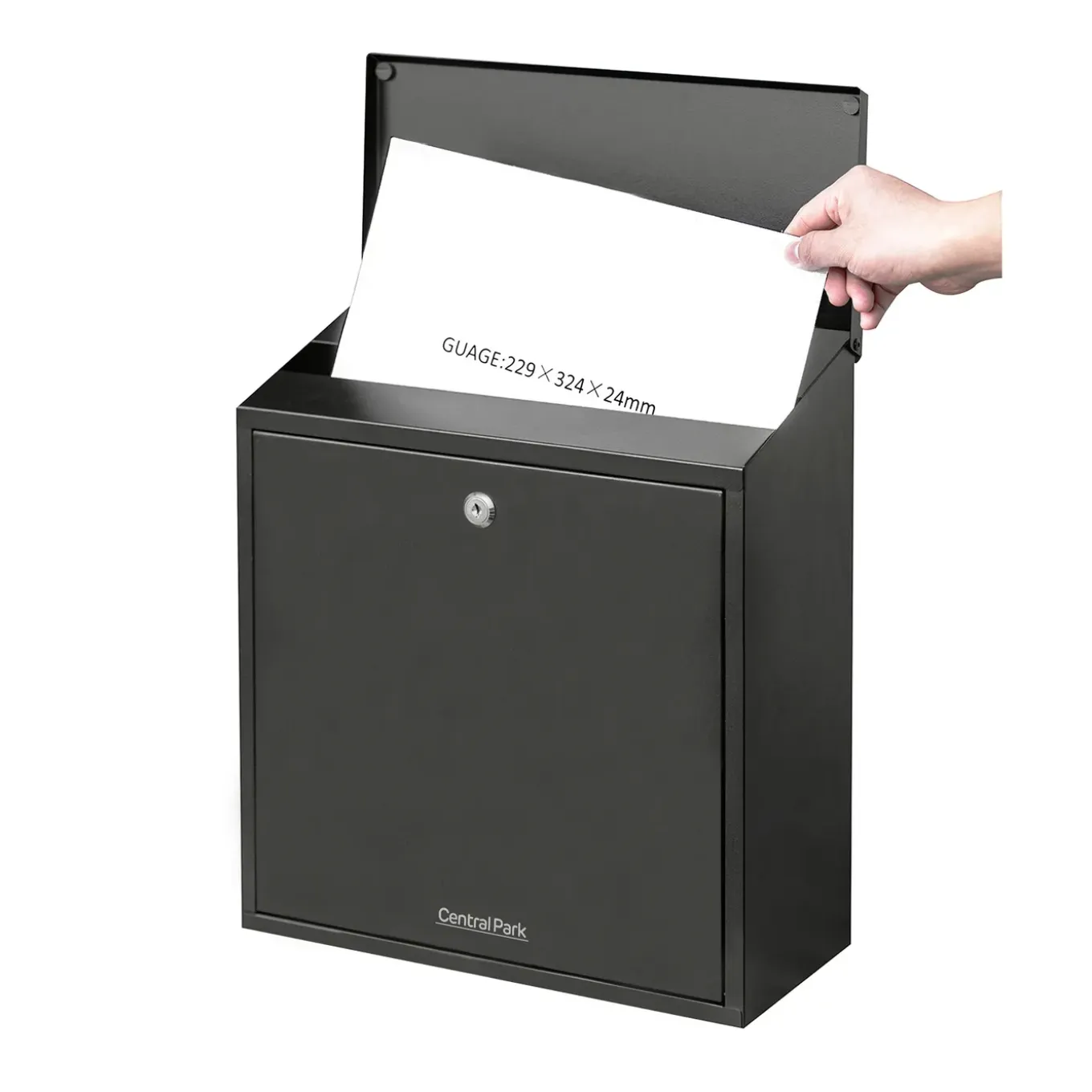 Central Park Wandbrievenbus Mailpal 500B - Staal - Zwart - 37,3x42x17,3cm