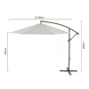 Central Park Zweefparasol Daze - D 300cm - Ecru - Met Opwindmechanisme 180g/m² - Stalen Mast