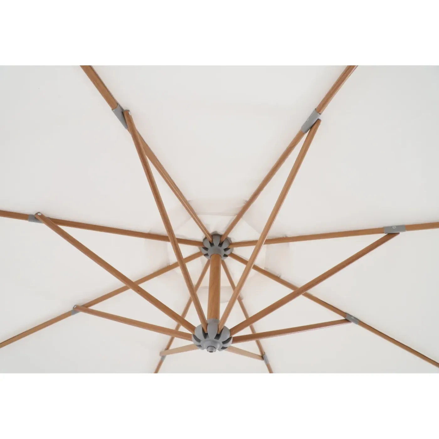 Central Park Zweefparasol Daze - D 300cm - Ecru - Met Opwindmechanisme 180g/m² - Stalen Mast