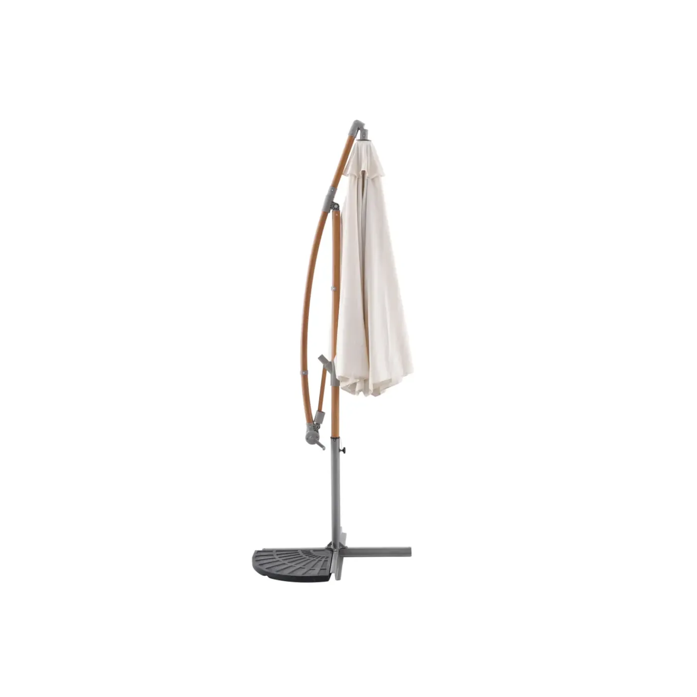 Central Park Zweefparasol Daze - D 300cm - Ecru - Met Opwindmechanisme 180g/m² - Stalen Mast