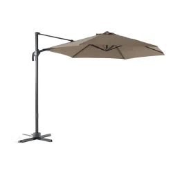 Central Park Zweefparasol Vive - D 290cm - Taupe - 360° Draaibaar 180g/m² Aluminium Mast