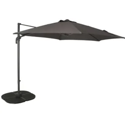 Central Park Zweefparasol Vive - D 290cm - Antraciet - 360° Draaibaar 180g/m² Aluminium Mast