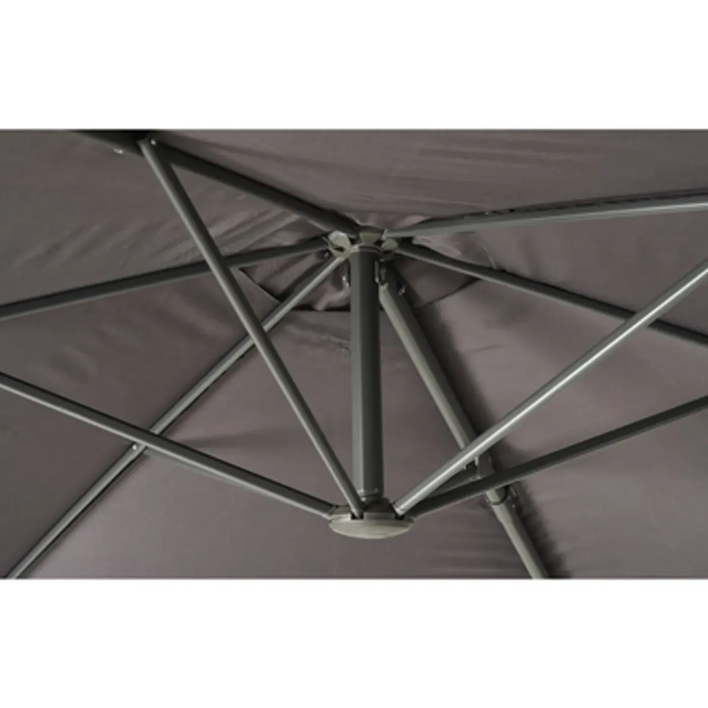 Central Park Zweefparasol Vive - D 290cm - Antraciet - 360° Draaibaar 180g/m² Aluminium Mast