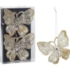 Christmas Decoration Kersthanger - 2x - Vlinder - Goud - 15 Cm
