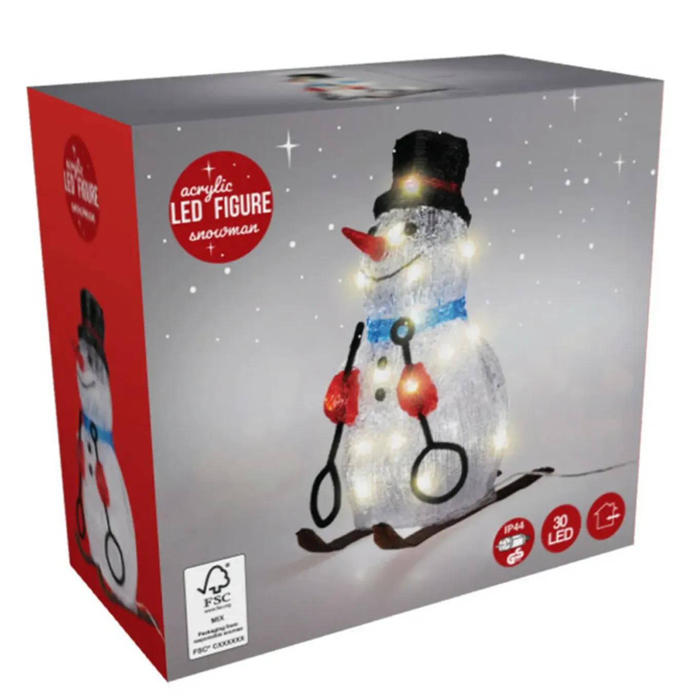 Christmas Decoration Sneeuwpop - 31 Cm - Led - Kerstverlichting