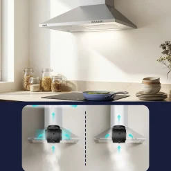 CIARRA Afzuigkap Wandafzuigkap 60 cm - A++ 404m³/h - Recirculatie & Afvoer CBCS6201