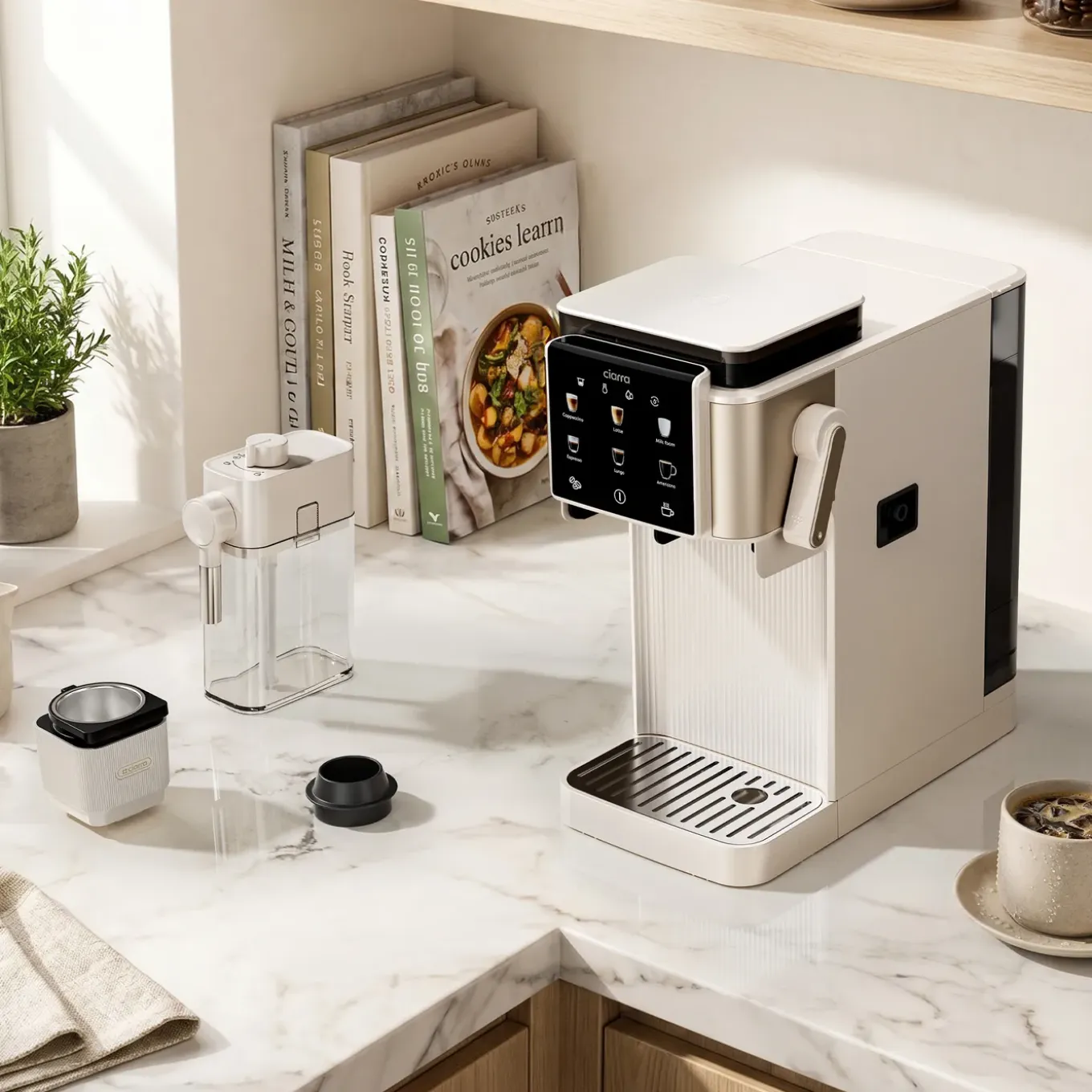 CIARRA Espressomachines - Koffiezetapparaat met Bonenmaler Melkschuimer CBSACM-D6