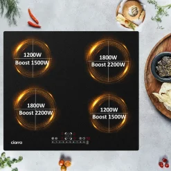 CIARRA Inbouw Inductiekookplaat 60cm - Inductie Kookplaat - 4 Zones - Boost 7200W VM4BBIH