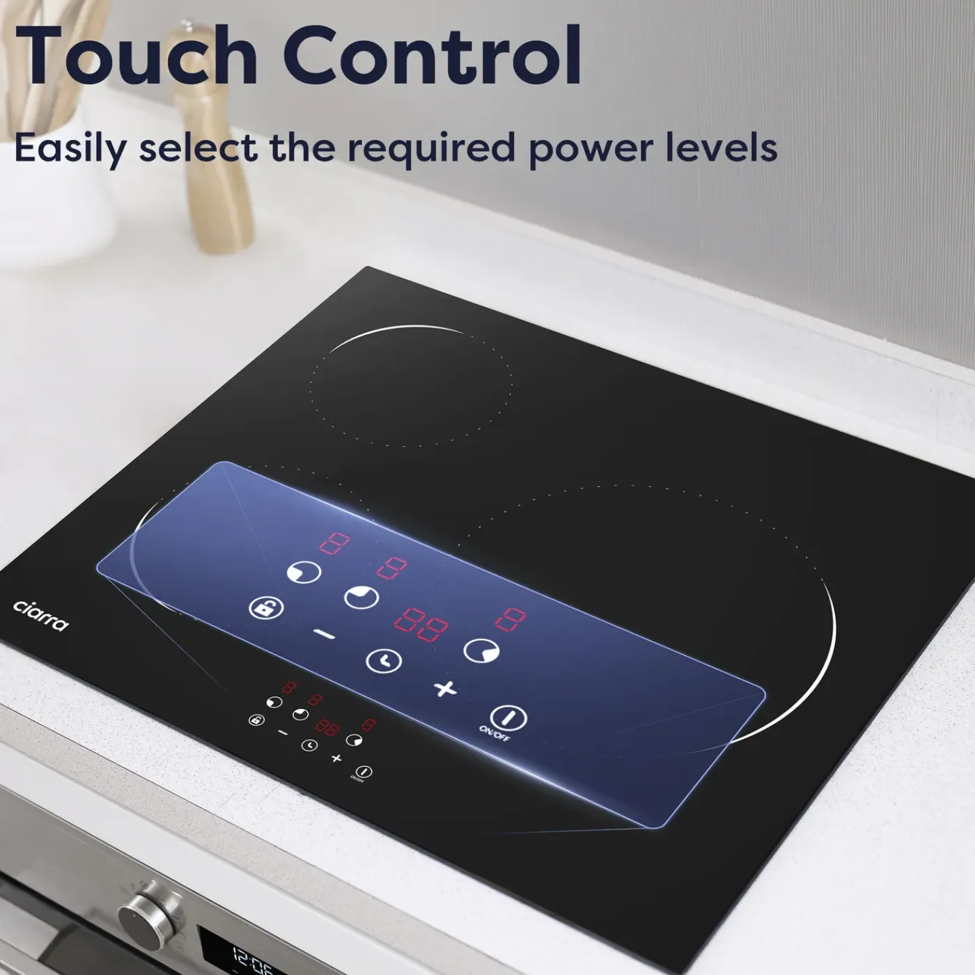 CIARRA Inbouw Inductiekookplaat 60cm - 3 Zones Touchbediening - 9 Standen 6200W VM3BIH-C