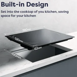 CIARRA Inbouw Inductiekookplaat 60cm - 3 Zones Touchbediening - 9 Standen 6200W VM3BIH-C