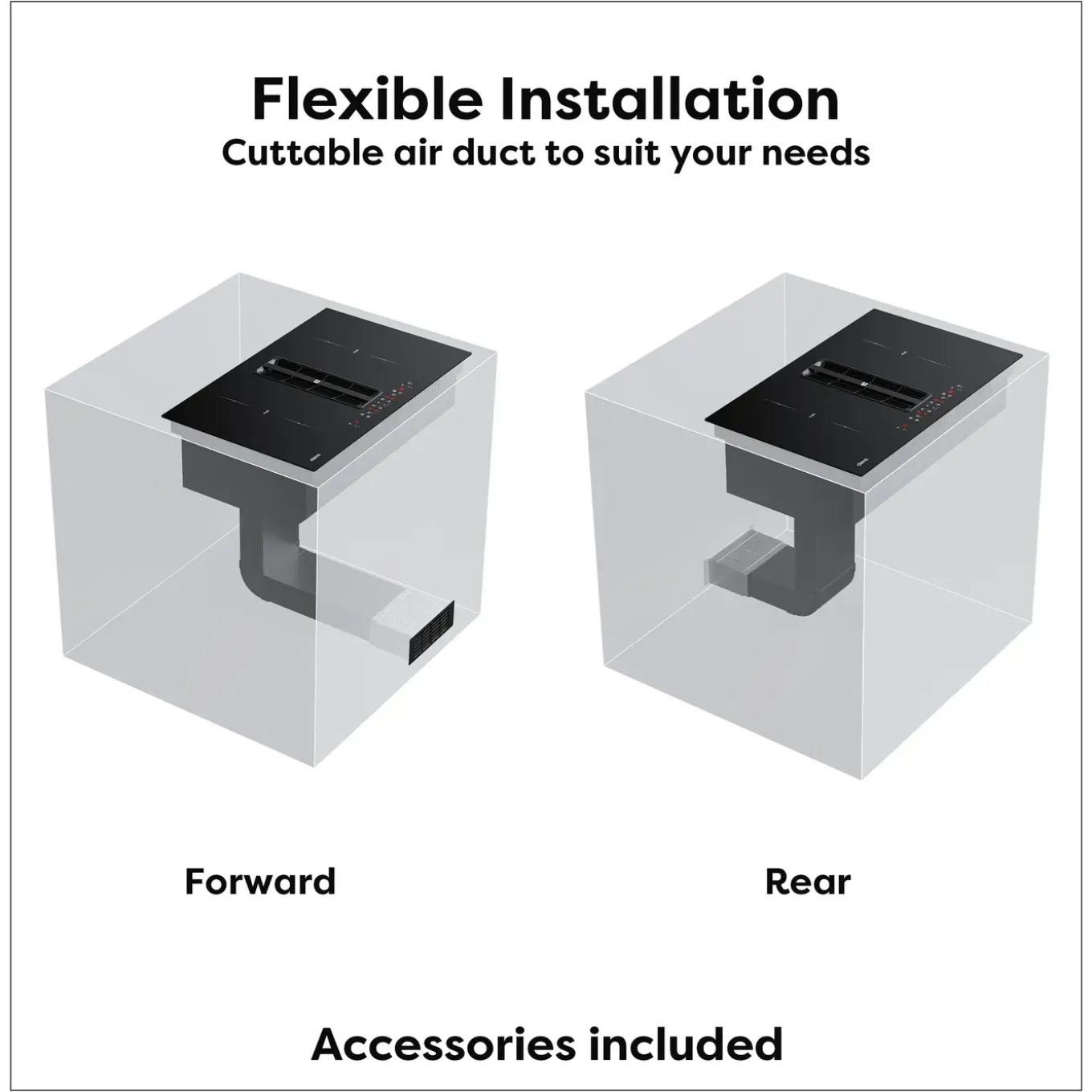 CIARRA Inductiekookplaat met Afzuigkap - 4 zones Plasma⁺ Boost - 2 Flex-Zone - 7165W CBBEH834BBFF