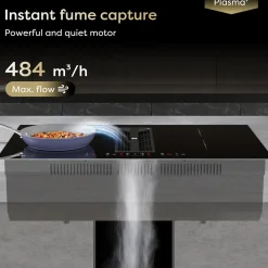 CIARRA Inductiekookplaat met Afzuigkap - 83cm 4 zones - Plasma⁺ Flex-Zone - Boost CBBEH834BBF