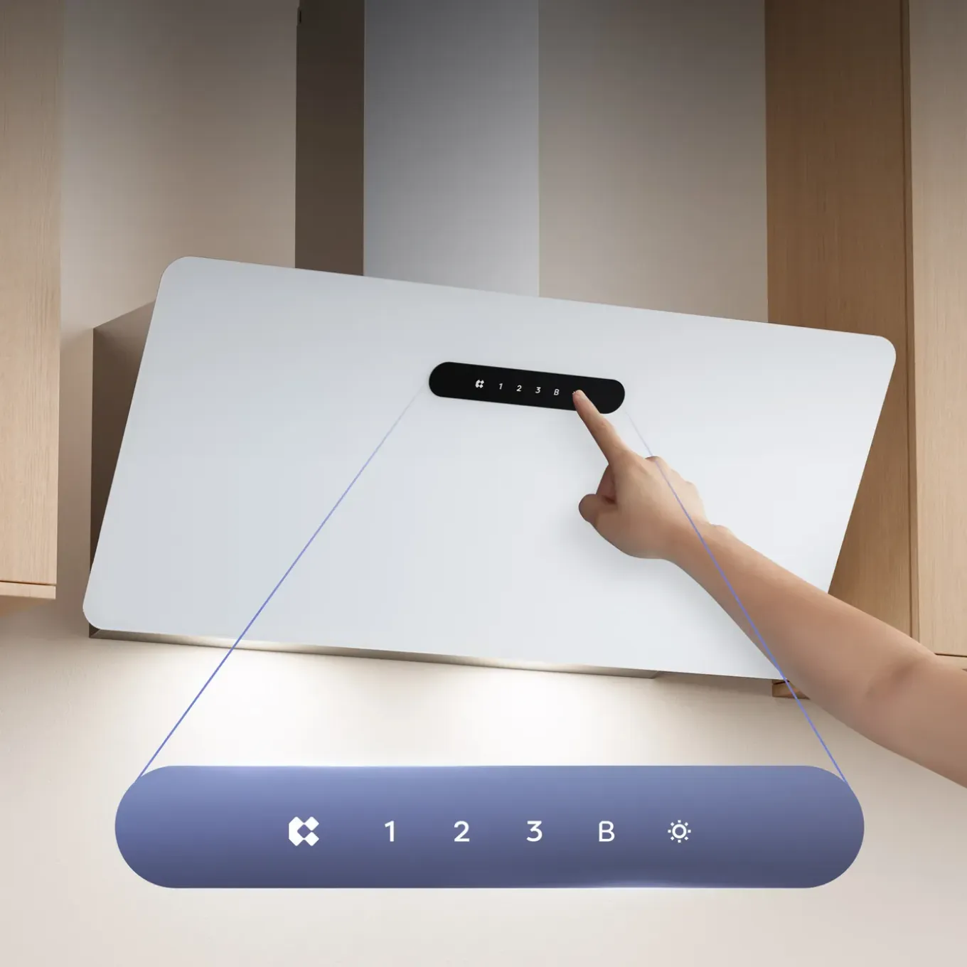 CIARRA Schuine Afzuigkap 90 cm - A+++ 650 m³/u - Wifi & Touch Control Wandkap VM9736KW