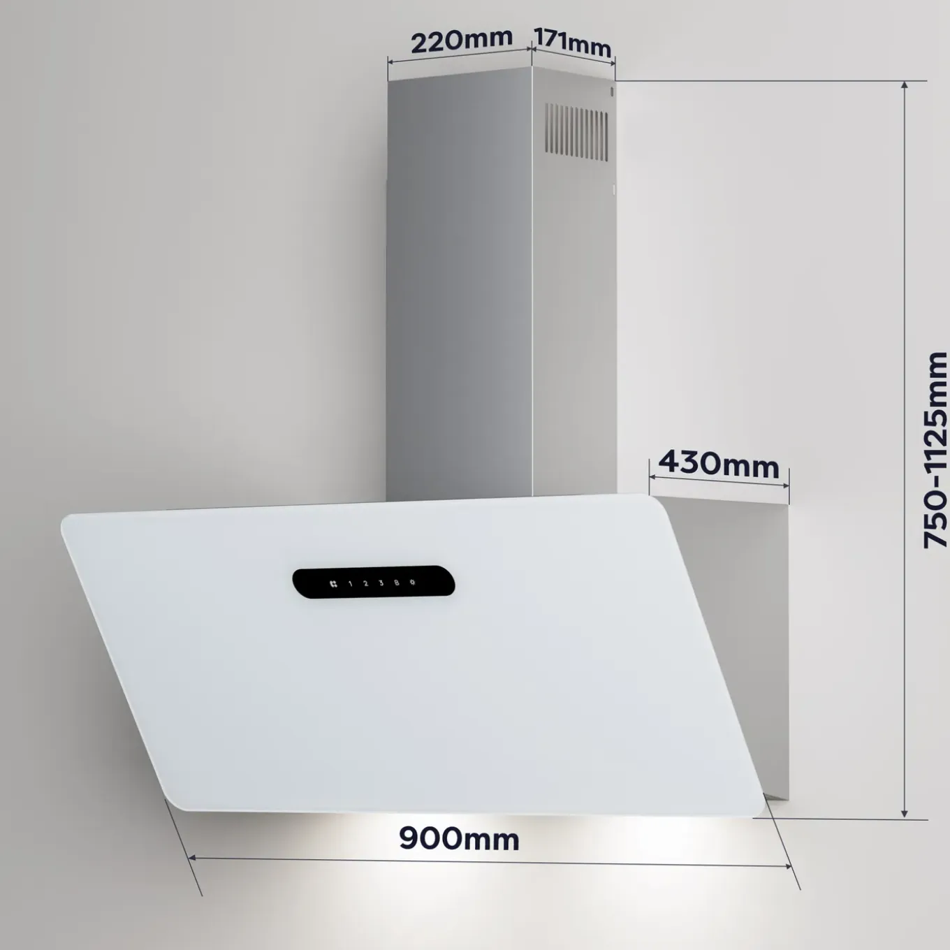 CIARRA Schuine Afzuigkap 90 cm - A+++ 650 m³/u - Wifi & Touch Control Wandkap VM9736KW