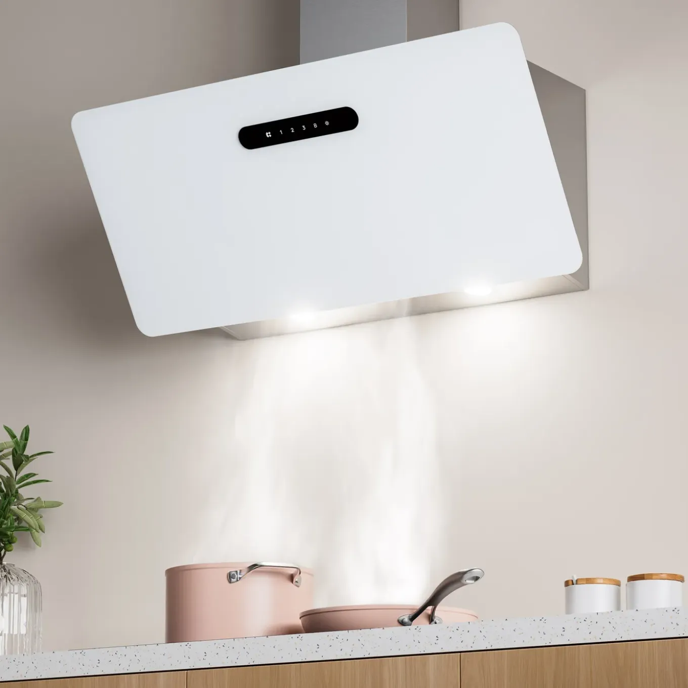 CIARRA Schuine Afzuigkap 90 cm - A+++ 650 m³/u - Wifi & Touch Control Wandkap VM9736KW