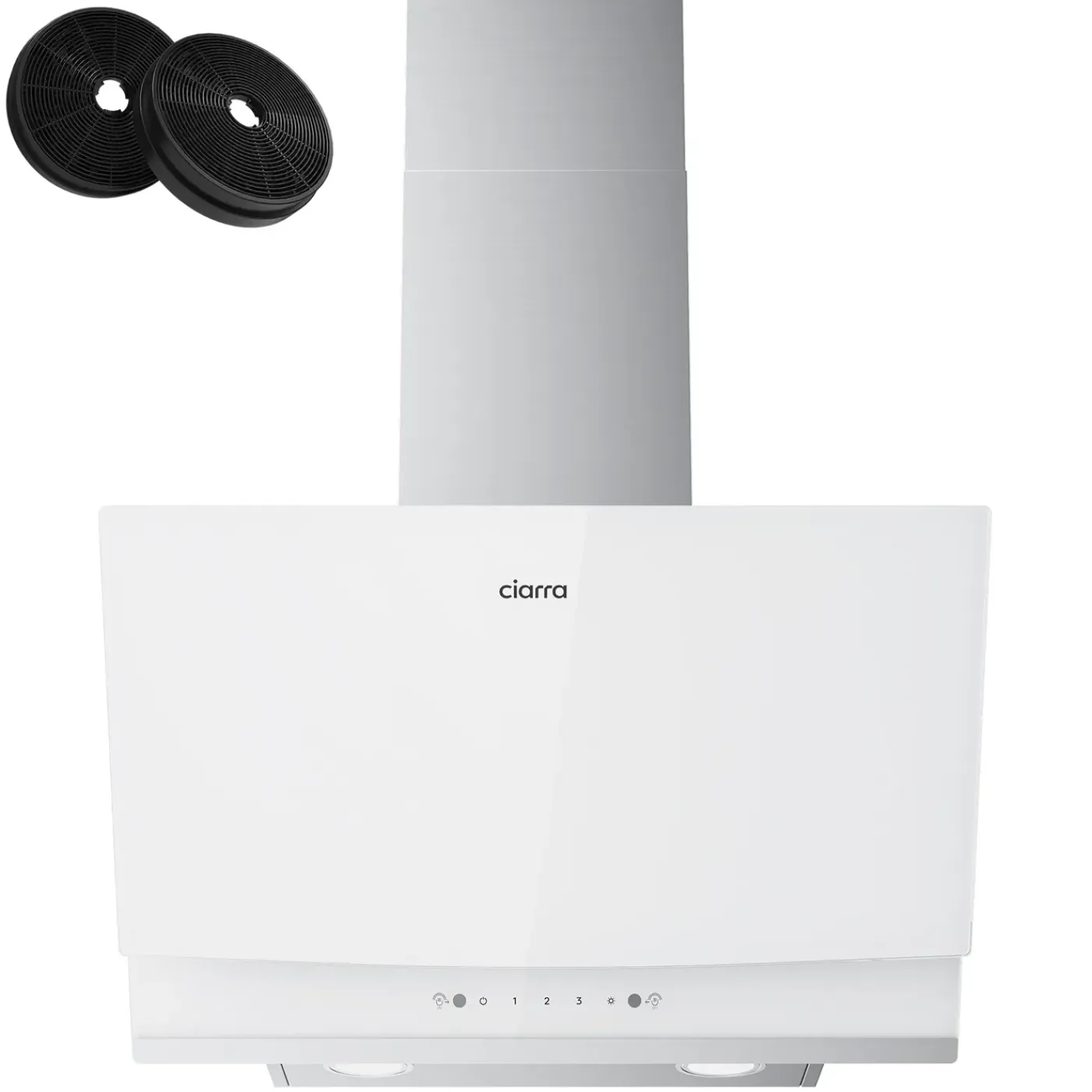 CIARRA Schuine Afzuigkap 60cm - A+++ 710 m³/u - Touch- & Gebaarbediening Glas Wit CBCW6736A