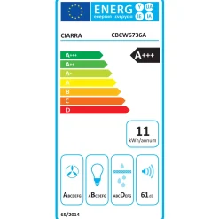 CIARRA Schuine Afzuigkap 60cm - A+++ 710 m³/u - Touch- & Gebaarbediening Glas Wit CBCW6736A