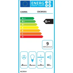 CIARRA Wandafzuigkap Afzuigkap - 90 cm A++ 406m³/h - Recirculatie & Afvoer RVS CBCS9201