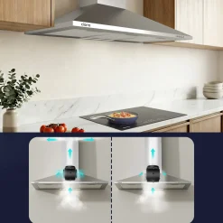CIARRA Wandafzuigkap Afzuigkap - 90 cm A++ 406m³/h - Recirculatie & Afvoer RVS CBCS9201