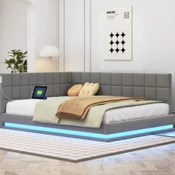 Cipacho - Elegante Slaapbank - Grijs - Multicolor Led - Usb-poort - 140x200cm