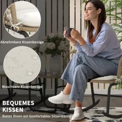 CIPACHO - Gele Pe-rotan Tuinset - 3-delig: 2 Schommelstoelen En Tafel - 63x82x75 Cm