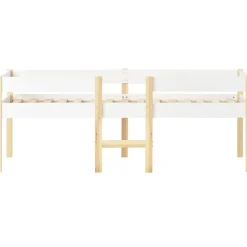 Cipacho - Halfhoog Kinderbed - Wit En Eik - Massief Grenen - 90x190 Cm