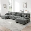 Cipacho - Modulaire Bank Cloud Couch - Grijs - Met Poefs - 406x145x81 Cm