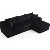 Cipacho - Modulaire Bank - Zwarte Ribfluweel - Chaise Longue En 2-zits - 257x160x62 Cm