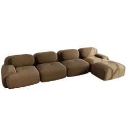 Cipacho - Moduleerbare Hoekbank - Bruine Ribfluwelen Bekleding - 388x178x75 Cm