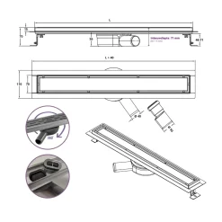 Cityline RVS Douchegoot Flex - 70 cm lengte - 360 graden draaibare uitloop - Lage inbouwdiepte
