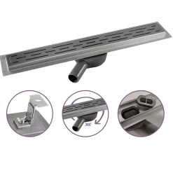 Cityline RVS Douchegoot Flex - 80 cm lengte - 360 graden draaibare uitloop - Lage inbouwdiepte