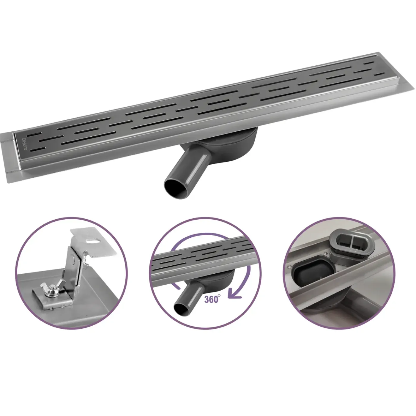 Cityline RVS Douchegoot Flex - 80 cm lengte - 360 graden draaibare uitloop - Lage inbouwdiepte