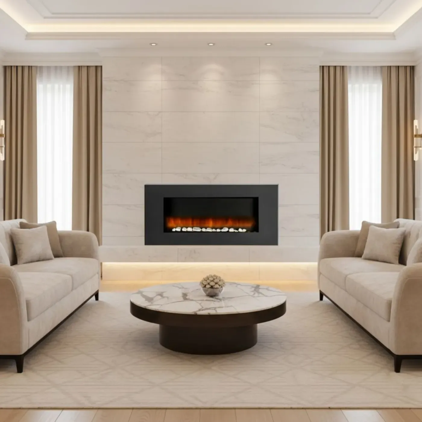 Classic Fire Electrisch 105x48x12cm Zwart