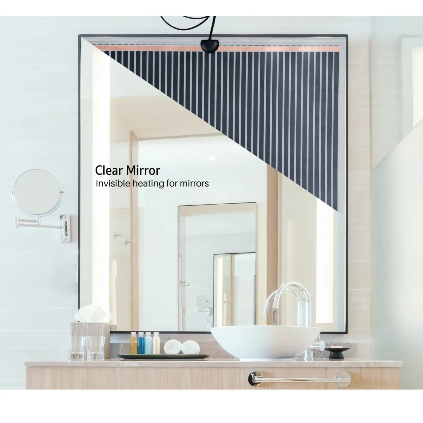 Clearmirror - Spiegelverwarming - 30 X 60 Cm - Zelfklevend - Geen Beslagen Spiegel Meer