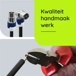 Coaxkabel Tv 25m - Rechte Male Naar Haakse Female - Zwart - Geschikt Voor Buiten - Handgemaakt