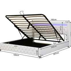 CollaHausse Collahause Gestoffeerd Bed-wit-180x200cm-lattenbodem Opbergruimte