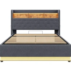 CollaHausse Collahause Gestoffeerd Opbergbed-grijs-180x200 Cm-met Opbergruimte Usb Aansluiting Led Verlichting