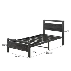Collahausse Bedframe-zwart 90x200-stevig Lattenbodem Opbergruimte