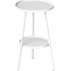 Collahausse Bijzettafel - Wit - Diam.32x51 Cm - 2 Niveaus Metaal Rond