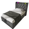 CollaHausse Eenpersoonsbed-grijs-90x200 Cm-stevig Opbergruimte Design Bedframe Hoofdbord