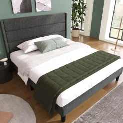 Collahausse Gestoft Bed-donkergrijs-140x200cm-met Matras Lattenbodem Hoofdbord Tweepersoonsbed