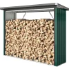 Collahausse Houtopslag - Gegalvaniseerd Staal Groen - 213x66,5x150 Cm - Verhoogde Basis Hellend Dak