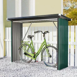 Collahausse Houtopslag - Gegalvaniseerd Staal Groen - 213x66,5x150 Cm - Verhoogde Basis Hellend Dak