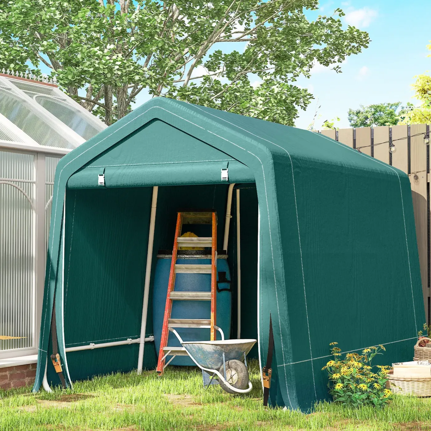 CollaHausse Motorgarage Tent - Groen - 240x200 Cm - Metaal Pe Stof Opslag Fiets Motor