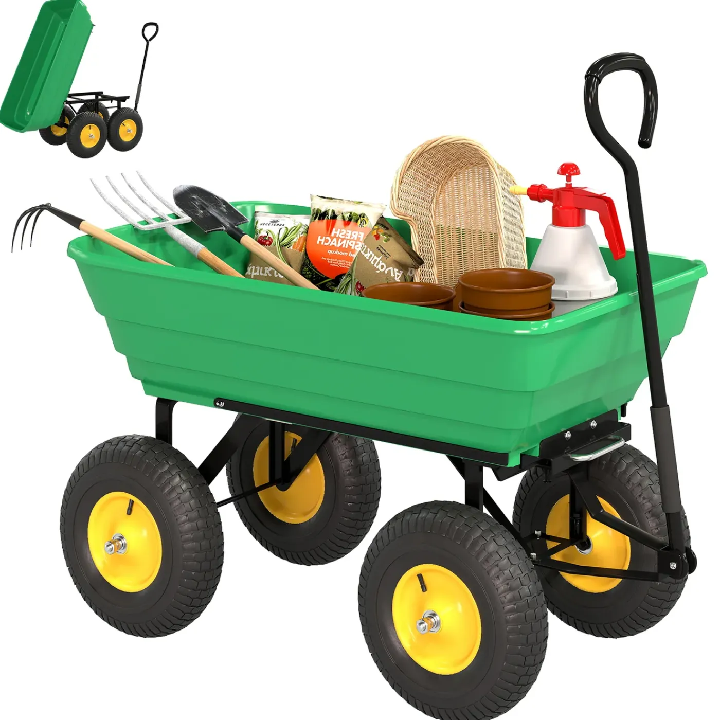 CollaHausse Tuinkar - Groen - 75l - 109x52x94cm
