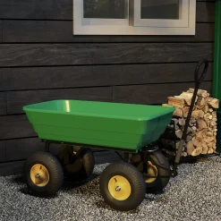 CollaHausse Tuinkar Met Kipfunctie - Donkergroen - 75 Liter - 200 Kg Draagvermogen