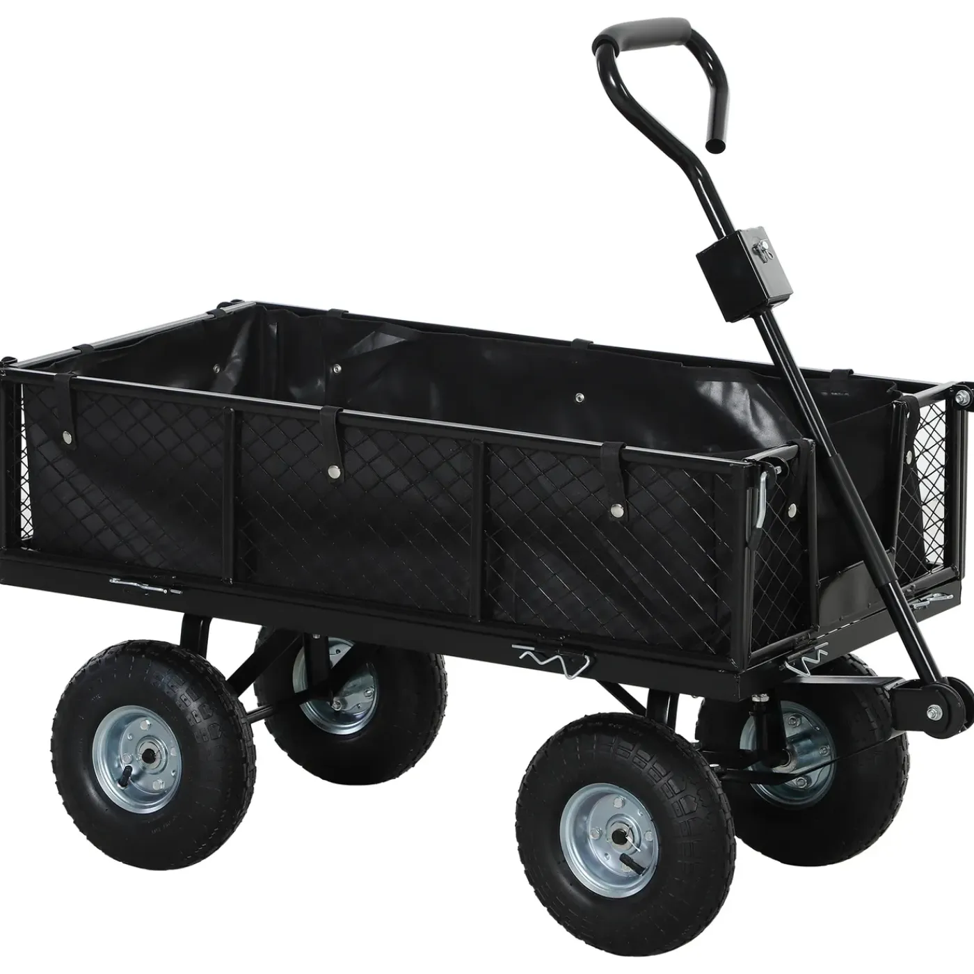 CollaHausse Tuinkar - Staal Zwart - 105x51x54 Cm - 114l Opvouwbare Wanden