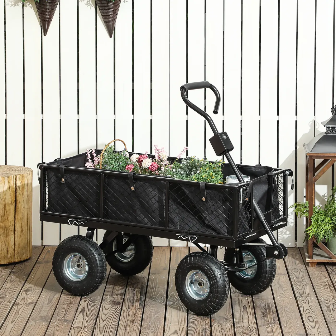 CollaHausse Tuinkar - Staal Zwart - 105x51x54 Cm - 114l Opvouwbare Wanden